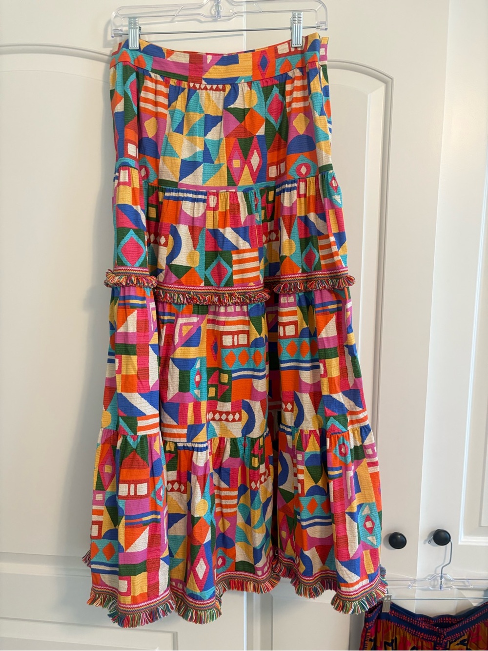 ANTONIO MELANI Multi-Color Geometric Tiered Maxi Skirt